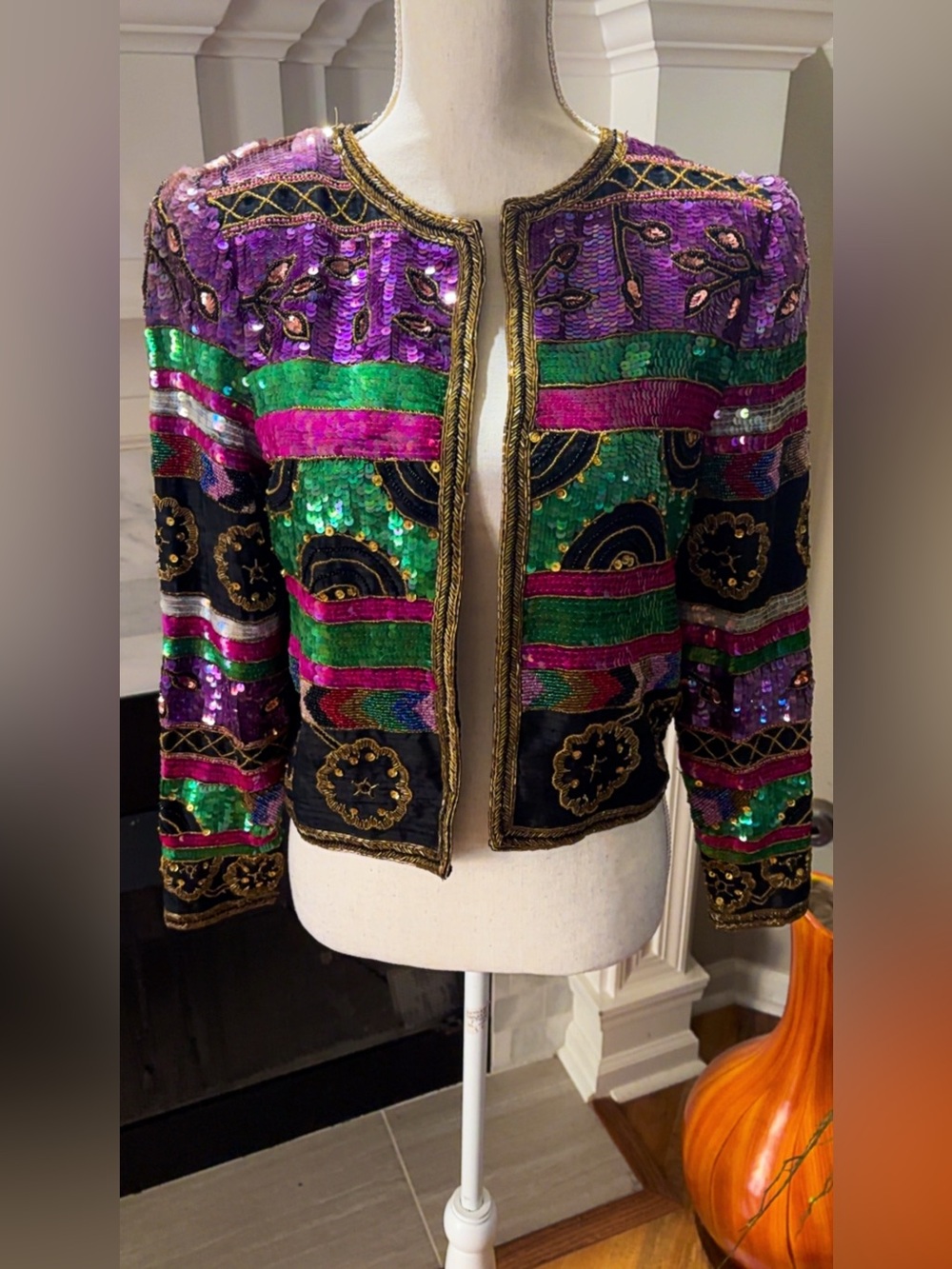 Size S Vintage Leslie Faye Sequin Jacket